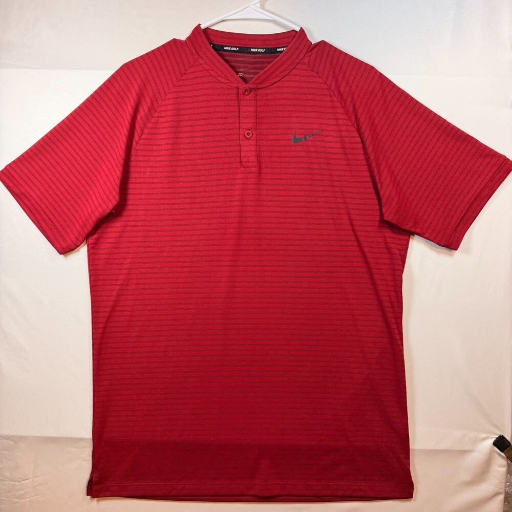Nike Golf Tiger Woods Collection Red Striped Mens Polo Shirt Size Medium